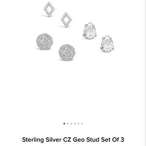 Sterling Forever CZ Geo Studs (set of 3)